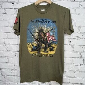 Zero Foxtrot Mens RARE T Shirt Size S Olive D-Day 80th Anniversary Graphic WW2